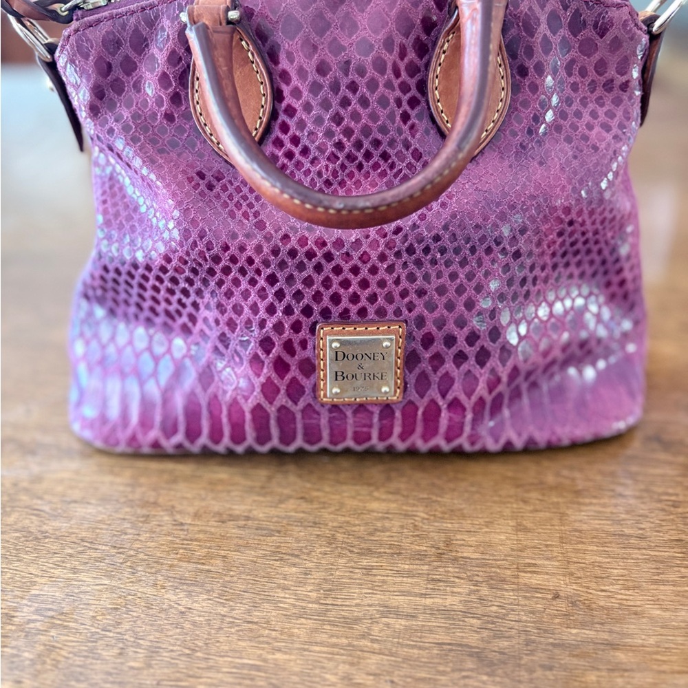 Dooney & Bourke Purple Embossed Leather Satchel